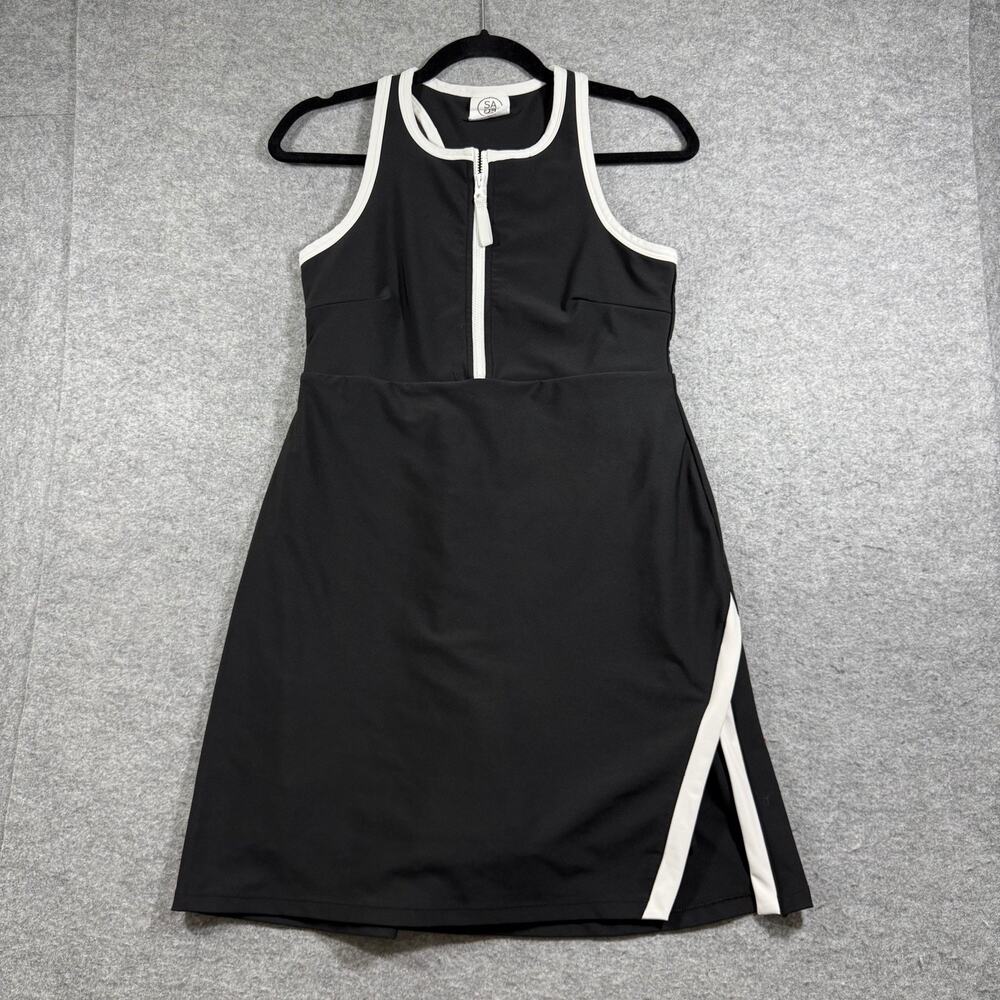 Sage Collective Tennis Dress Womens M Black Racerback Zip Front Built In Skirt